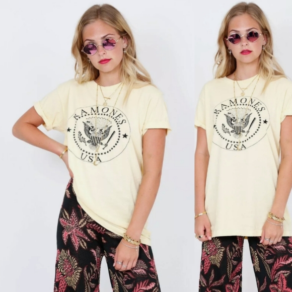Daydreamer Revolve Yellow Ramones XS Top New - Picture 1 of 10